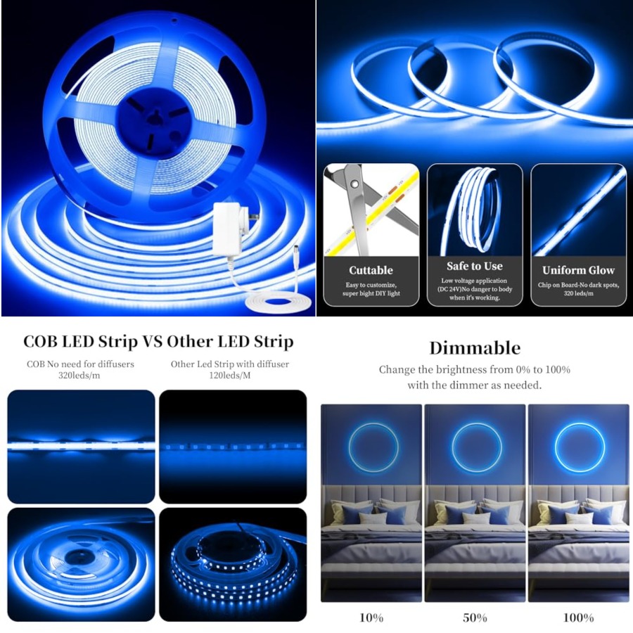 Led Strip Lights - 32,8ft/10M COB LED-Lichtstreifen, DC24V CRI 93+