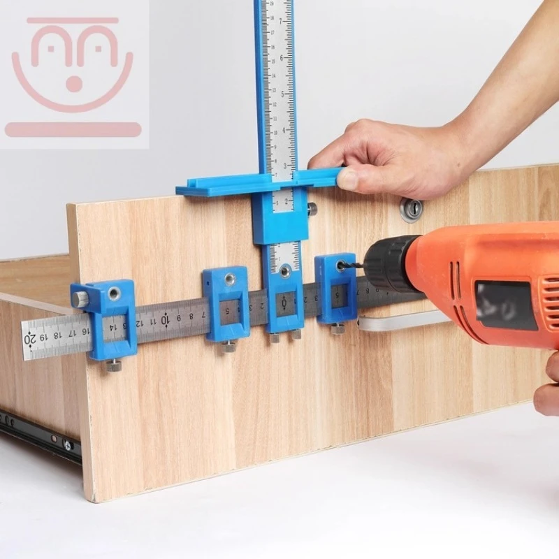 Door Handle - Holzbearbeitungs-Griffpositionierer, Hilfswerkzeug für Schranktür-Bohrungen, Holzbearbeitungs-Griffbohrpositionierer
