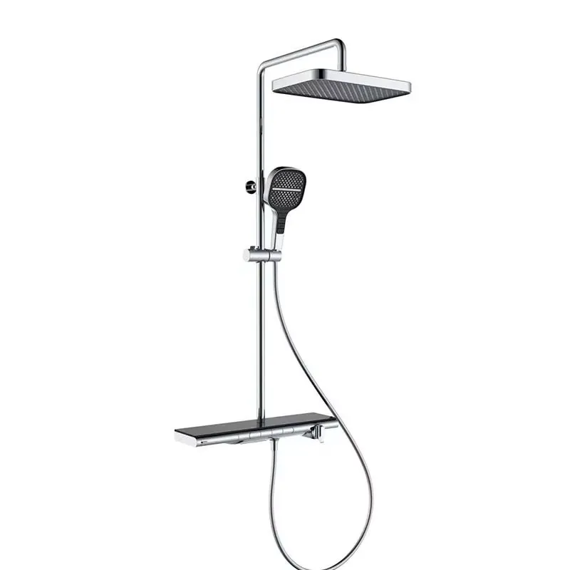 Faucet - Intelligentes LED-Digital-Thermostat-Duschset aus Chrom-Messing, Wandmontiert mit