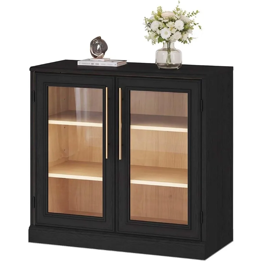 Door Handle - Modernes Vitrinenschrank-Modell mit Glastüren und goldenen