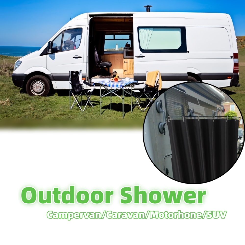 Curtain Rods - Outdoor-Camping-Duschvorhang mit Saugnäpfen und Stange, wasserdichter,