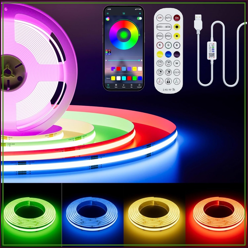 Led Strip Lights - 5V USB COB RGB LED-Streifen 1,5m,