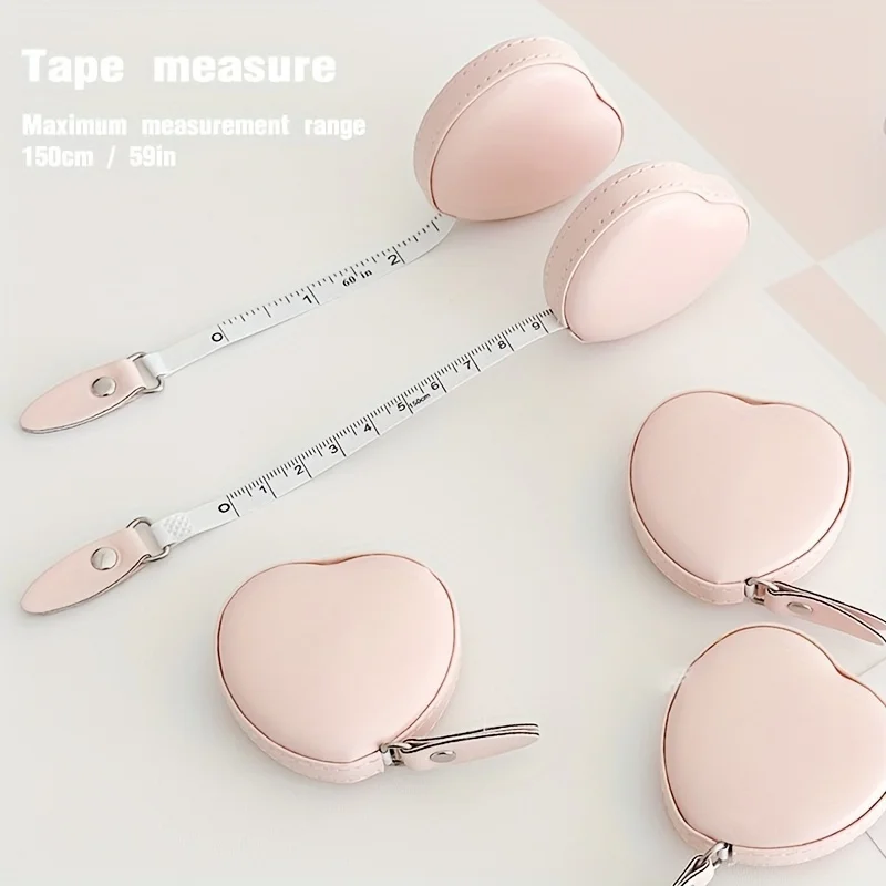 Tape Measure - 1 Stück Multifunktionales PU-Leder Rosa Liebes-Maßband