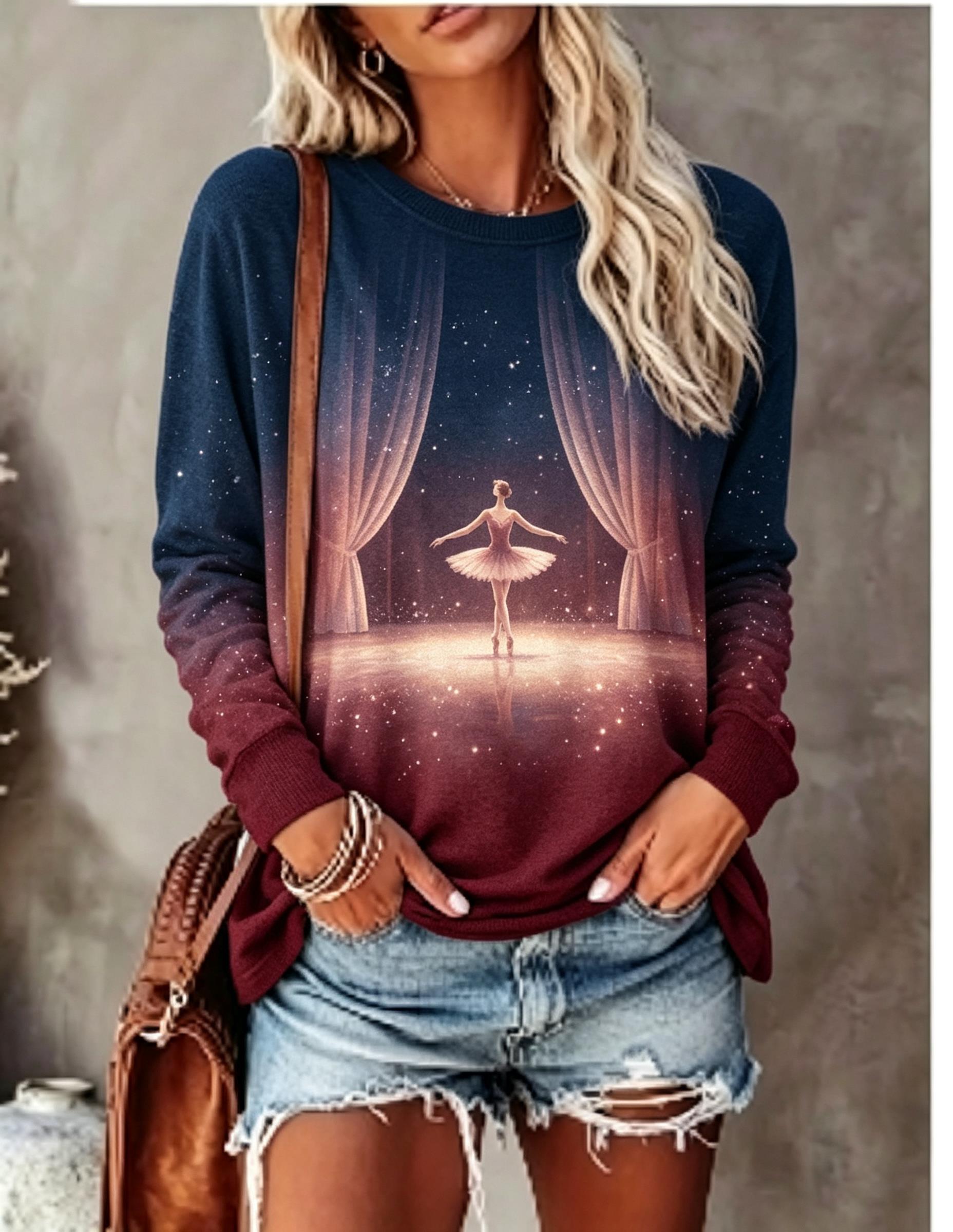 Damen Langarm-T-Shirt mit Ball – Wallpaper Bewertung und Preis