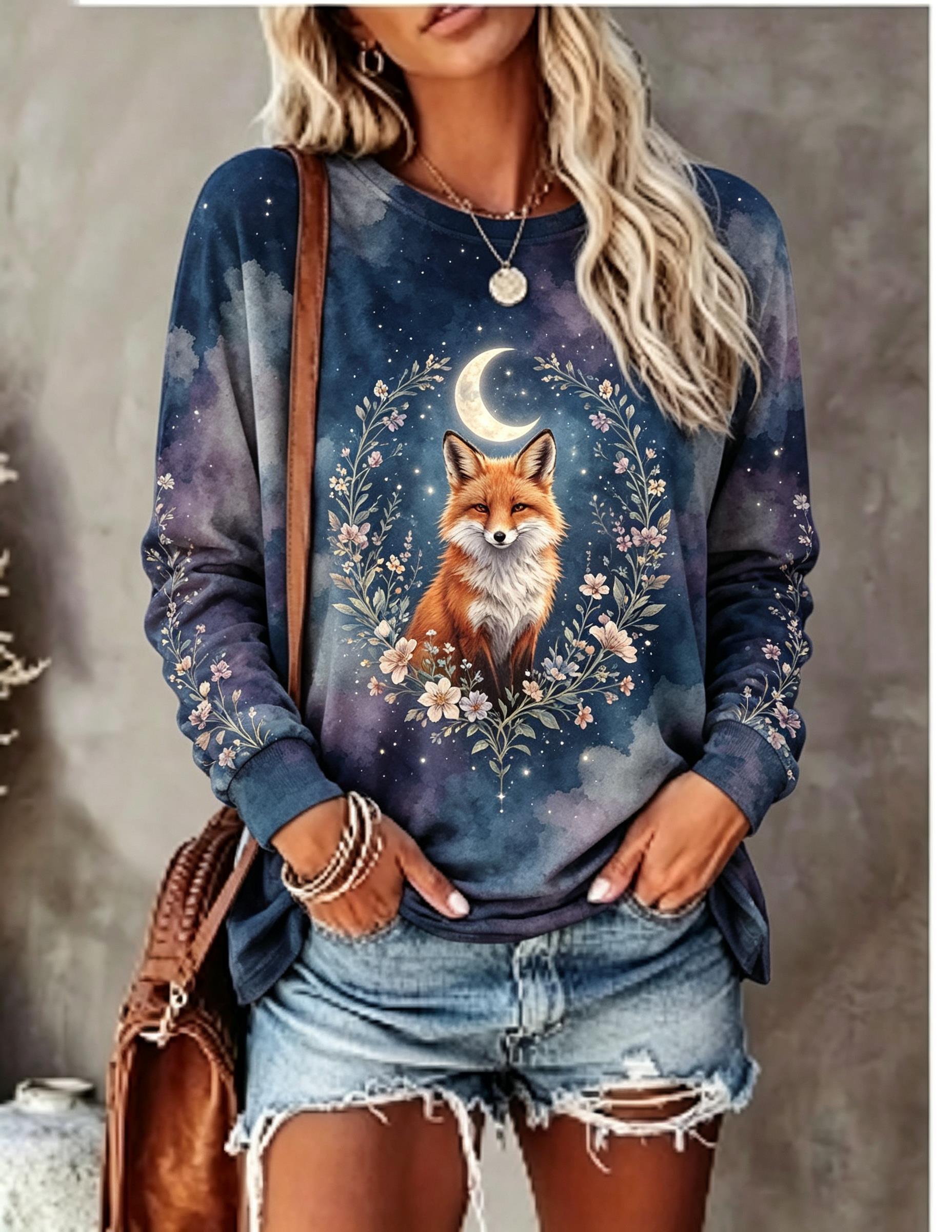 Damen-Langarm-T-Shirt mit Wolf – Wallpaper Bewertung und Preis