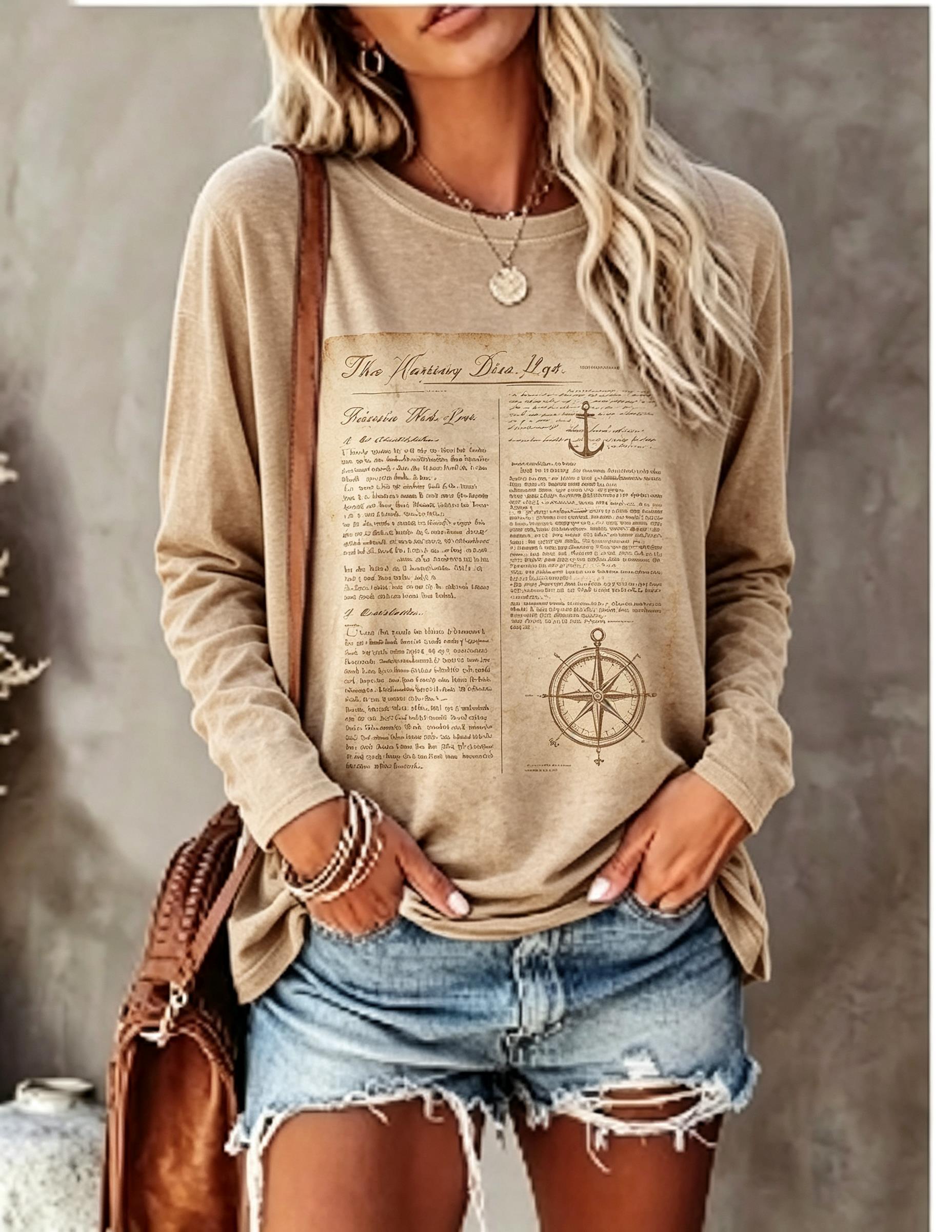Damen-Langarm-T-Shirt, Vintage – Wallpaper Bewertung und Preis